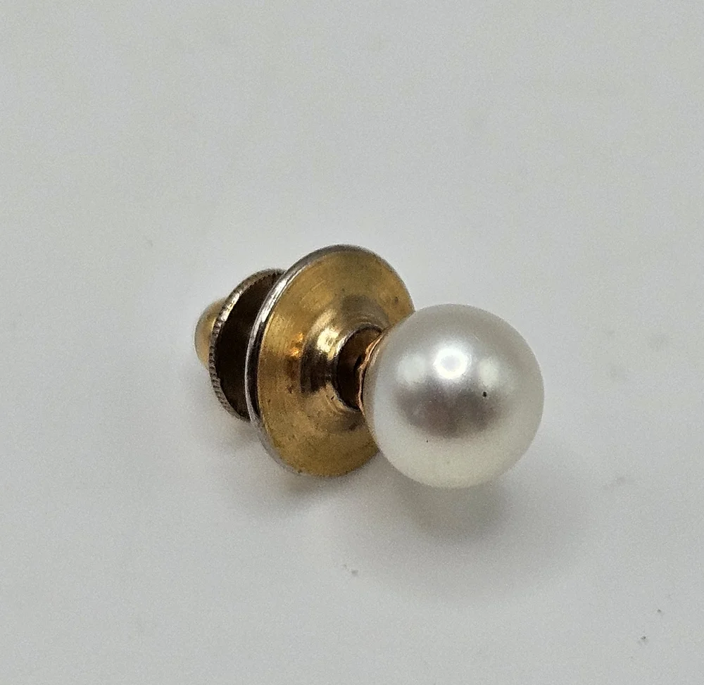 VINTAGE White Pearl Gold Tone Scatter Pin Tie Tack